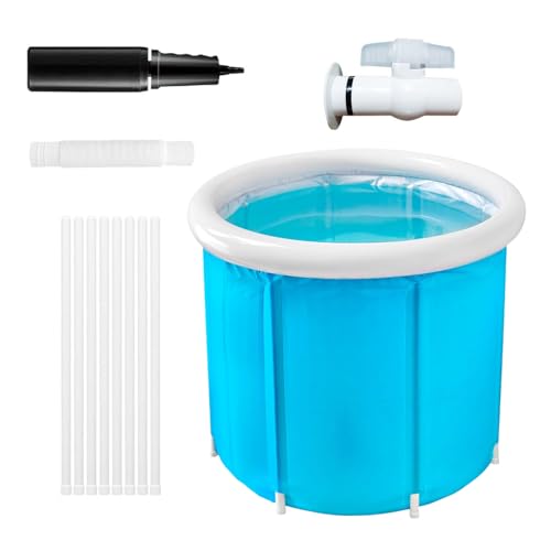 Tragbare Faltbare Badewanne - Faltbarer Kalttunge, Faltblätterbadewanne Mit Luftpumpe | Langlebige PVC -Faltungsstabeln Badewannen | Leckproofes Korbbadtubs Für Bad Backyard strands Reise Nach von Generisch