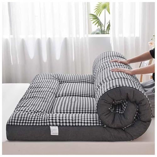 Tragbare Futon-Matratze, 7 cm dicke Bodenmatratze, weiches japanisches Bett, Doppelbett, Doppelbett, Queen-Size-Bett, einfache Lagerung, graues Karo, 90 x 200 cm, ideal für Gästezimmer und Camping Tragbare Futon-Matratze, 7 cm dicke Bodenmatratze, weiches japanisches Bett, Doppelbett, Doppelbett, Queen-Size-Bett, einfache Lagerung, graues Karo, 90 x 200 cm, ideal für Gästezimmer und Camping von Generisch
