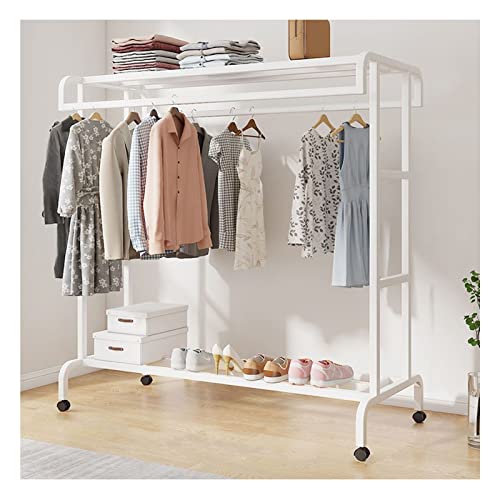 Tragbare Garderobe mit Rollen, Doppelstab-Design und unteren Ablagen – großer Platz zum Aufhängen für Schlafzimmer, Eingangsbereich und Einzelhandel Tragbare Garderobe mit Rollen, Doppelstab-Design und unteren Ablagen – großer Platz zum Aufhängen für Schlafzimmer, Eingangsbereich und Einzelhandel von Generisch