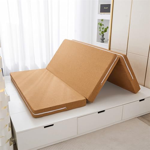 Tragbare TriFold Faltmatratze, doppelseitiges Gästebett mit waschbarem Bezug, platzsparende Bodenmatratze für Camping, Auto und Heimgebrauch (200 x 120 x 8,5 cm, Orange) von Generisch