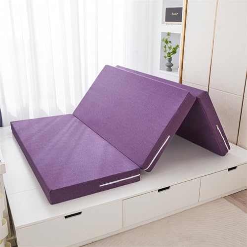 Tragbare TriFold Faltmatratze Doppelbett mit waschbarem Bezug, doppelseitige Gästematratze für Auto und Zelt, 200 x 120 x 8,5 cm, Lila Tragbare TriFold Faltmatratze Doppelbett mit waschbarem Bezug, doppelseitige Gästematratze für Auto und Zelt, 200 x 120 x 8,5 cm, Lila von Generisch