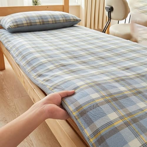 Tragbare aufrollbare japanische Futon-Matratze, faltbar und atmungsaktiv, Campingbett und Bodenliege für Gästezimmer, Schlafsaal, Schlafzimmer, leicht, Blaugrau, 90 x 190 cm von Generisch