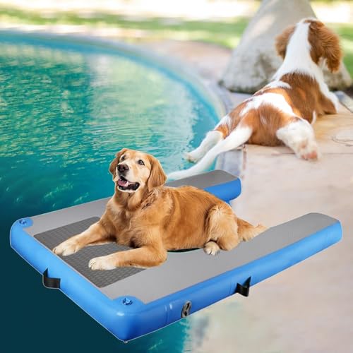 Tragbare faltbare Haustier-Pool-Rampe, schwimmende Hunde-Dock-Plattform mit aufblasbarer Treppe für einfachen Wasserzugang für Hunde Tragbare faltbare Haustier-Pool-Rampe, schwimmende Hunde-Dock-Plattform mit aufblasbarer Treppe für einfachen Wasserzugang für Hunde von Generisch