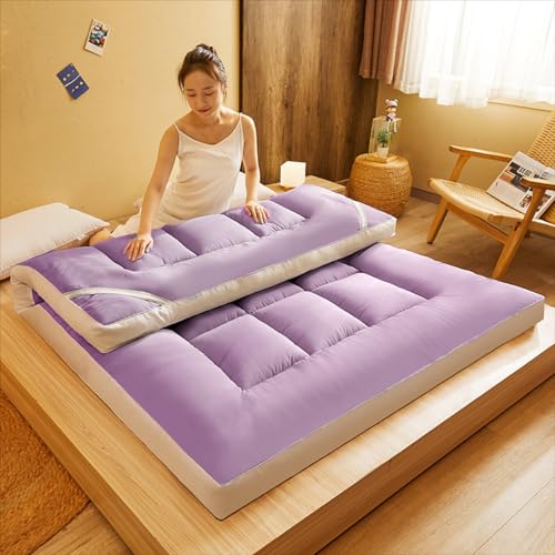 Tragbare japanische Futon-Matratze, faltbare, rutschfeste Isomatte für Schlafsaal und Gästebett, Hellviolett, 150 x 200 cm, ideale Lösung zum Schlafen auf dem Boden von Generisch