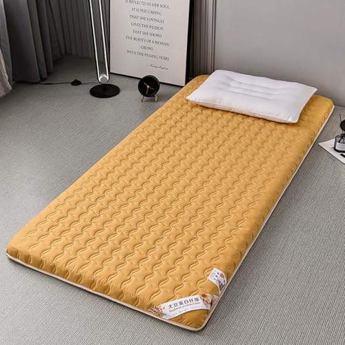 Tragbare japanische Futon-Matratze, faltbare Bodenmatratze für Gäste, Camping, Schlafsäle, Schlafsäle, Schlafsofas, 100 x 200 cm, Gelb Peect für Reisen und Übernachtungen von Generisch
