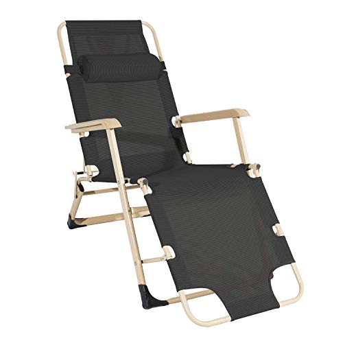Tragbarer, faltbarer Loungesessel – verstellbare Outdoor-Liege mit Kopfstützenstütze, leicht, praktisch, unterstützt 150 kg – perfekt für Terrasse, Camping, Strand und Entspannung von Generisch