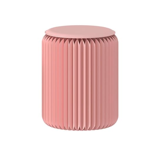 Tragbarer, faltbarer Papierhocker mit Kissen – Waben-Design, Fußhocker, kompakte rosa Klappbank für Zuhause, Büro und Außenbereich (32 x 30 cm) von Generisch
