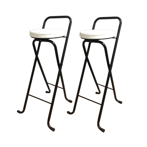 Tragbarer, gepolsterter Klapphocker, runder Barhocker mit Rückenlehne und Fußstütze, Erwachsenen-Hochstuhl für Küche, Insel, Geschäft im Freien und Café (2er-Set, Farbe C) von Generisch