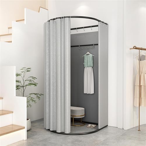 Tragbarer Ankleidezimmerrahmen mit Vorhang und Haken, Umkleidekabine für Bekleidungsgeschäft, Boutiquen, Büro, temporäre Privatsphäre, einfach zu montieren von Generisch