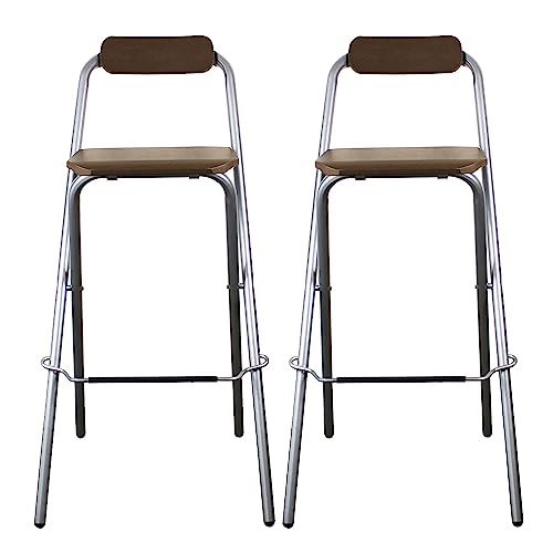 Tragbarer Barhocker mit Rückenlehne, 2er-Set, Thekenhöhe, faltbarer Hocker für Erwachsene, robuster Metallhocker, zusammenklappbarer Hocker mit 150 kg Kapazität, silberfarben von Generisch