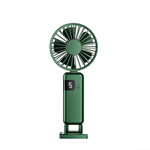 Tragbarer Hals-Ventilator mit digitalem Display, faltbarer Mini-Ventilator, wiederaufladbar, 5 Geschwindigkeiten, verstellbare Windstufen, für drinnen und draußen, Reisen, Büro, Zuhause (grün) von Generisch
