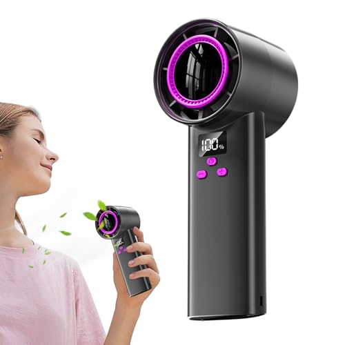 Tragbarer Handlicher Turbo Ventilator,Tragbarer Ventilator Mit Digitaler Anzeige & Wiederaufladbarem Akku | 100-Stufen Turbo Gebläse Leises Kühlgerät Für Reisen Camping Schlafzimmer von Generisch