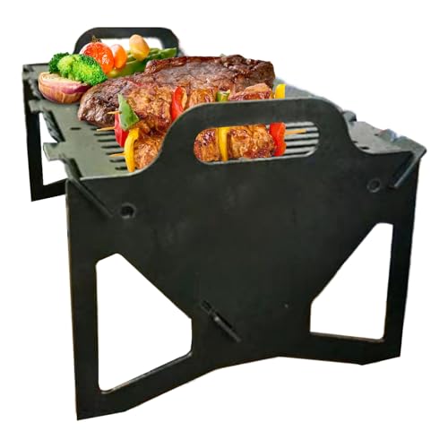 Tragbarer Holzkohlegrill | Metallischer Faltgrill Für Lagerfeuer - Robustes Raucherzubehör Mit Kompaktem Halterdesign Geeignet Für Wohnung Terrasse Garten Balkon Reise von Generisch