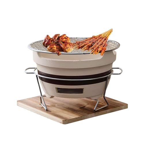 Tragbarer Holzkohlegrill aus Ton – Tischkocher mit Drahtgeflecht für Terrasse, Hinterhof, Camping und Picknick – kompakte Größe für einfachen Transport von Generisch