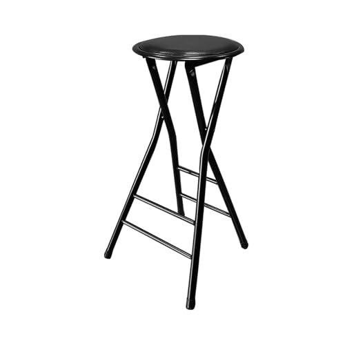 Tragbarer Klapphocker, Thekenhöhe, Esszimmerstuhl, stilvoll und bequem, Drehstuhl für Zuhause, Garten, Büro, keine Montage, Beinschoner, Schwarz (60 cm) von Generisch