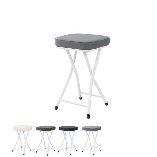 Tragbarer Klapphocker Gepolstert Bar Hocker 50cm, Sitzhocker Klappbar Barstühle für Küche Garten Bistro Camping, Maximale Belastung: 150 Kg(Gray) von Generisch