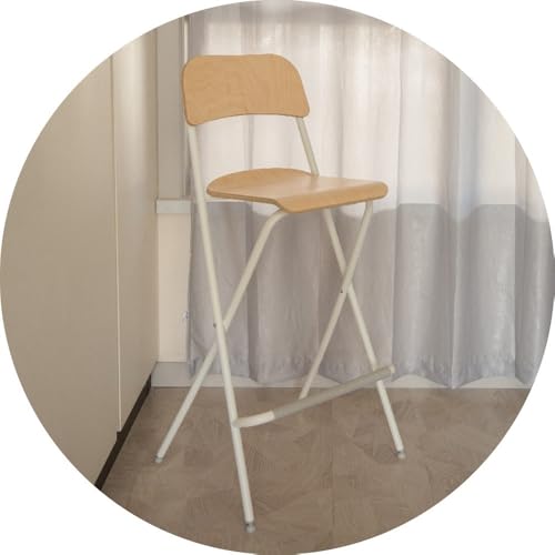 Tragbarer Klapphocker mit Rückenlehne und Fußstütze – Barstuhl aus Holz für Küche, Theke, Camping, Innen- und Außenbereich – 62 cm faltbares Design, platzsparend von Generisch