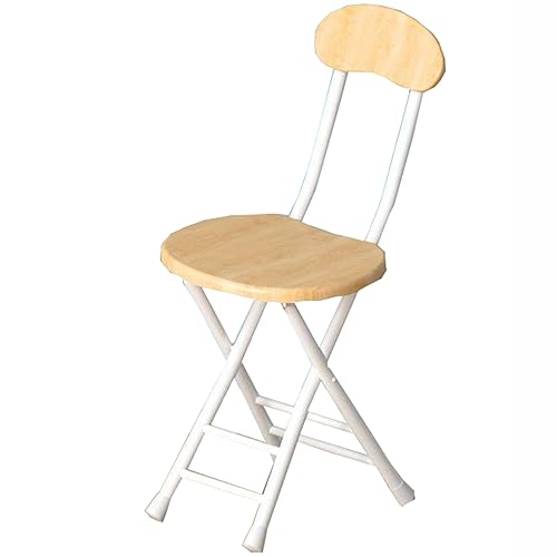 Tragbarer Klapphocker mit Rückenlehne und Fußstütze für Erwachsene, leichter Barhocker für Küche, Spielzimmer und Gartenarbeit, kompaktes Design, Weiß und Gelb, 45 cm von Generisch