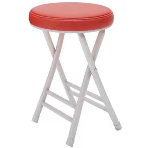 Tragbarer Klapphocker – stapelbarer, gepolsterter Barhocker mit rundem Sitz, 150 kg Kapazität, bequem und langlebig für Zuhause, Küche, Esszimmer, Frühstückstheke – platzsparendes Design (rot) von Generisch