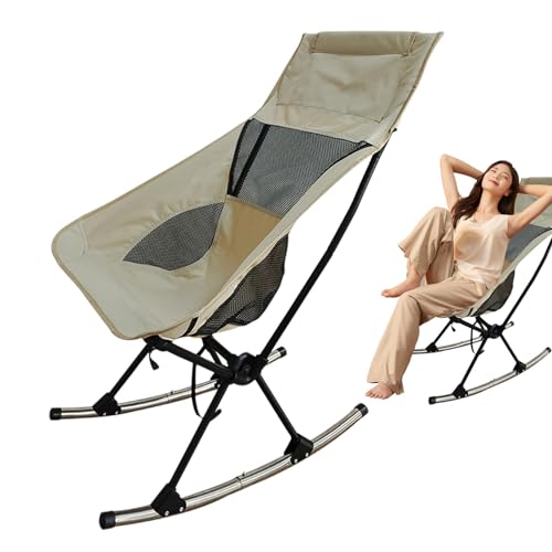 Tragbarer Klappstuhl, Outdoor-Schaukelstuhl, tragbar, hohe Rückenlehne, Freizeit-Wippe, Oxford-Stoff mit atmungsaktiver Netz-Rückseite für den Garten von Generisch