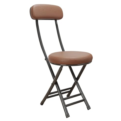 Tragbarer Klappstuhl mit Rückenlehne, 47 cm, Küchenhocker, gepolsterter Esszimmerstuhl, Metallrahmen, 60 kg Kapazität, leicht und (braun) von Generisch
