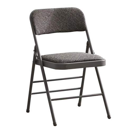 Tragbarer Klappstuhl mit Rückenlehne, gepolstert, strapazierfähig, leichtes Design für Zuhause, Büro, Hochzeiten und Veranstaltungen – (Grau) von Generisch