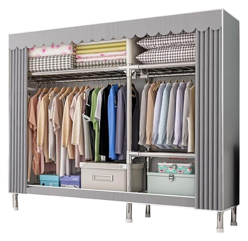 Tragbarer Kleiderschrank aus Segeltuch mit Kleiderstange und Regalen, großer Stoffschrank für Schlafzimmer und Wohnzimmer, 126 x 46 x 173 cm, platzsparende Aufbewahrungslösung Tragbarer Kleiderschrank aus Segeltuch mit Kleiderstange und Regalen, großer Stoffschrank für Schlafzimmer und Wohnzimmer, 126 x 46 x 173 cm, platzsparende Aufbewahrungslösung von Generisch