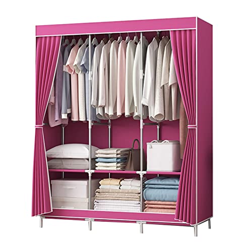 Tragbarer Kleiderschrank aus Segeltuch mit Kleiderstange und Regalen, rosa Stoffschrank für Schlafzimmer, Aufbewahrung, 128 x 45 x 170 cm, einfache Montage, platzsparende Lösung Tragbarer Kleiderschrank aus Segeltuch mit Kleiderstange und Regalen, rosa Stoffschrank für Schlafzimmer, Aufbewahrung, 128 x 45 x 170 cm, einfache Montage, platzsparende Lösung von Generisch