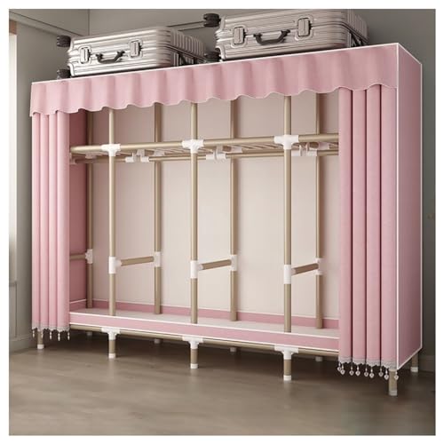 Tragbarer Kleiderständer mit 4 Stangen und 4 Ablagen, Stoffbezug, Rosa, ideal für die Aufbewahrung im Schlafzimmer, Größe 215 x 50 x 180 cm, stilvolle und funktionale Kleiderschranklösung Tragbarer Kleiderständer mit 4 Stangen und 4 Ablagen, Stoffbezug, Rosa, ideal für die Aufbewahrung im Schlafzimmer, Größe 215 x 50 x 180 cm, stilvolle und funktionale Kleiderschranklösung von Generisch