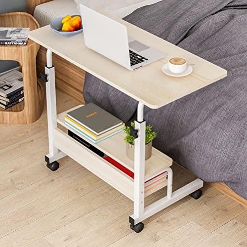 Tragbarer Laptop-Schreibtisch mit Rollen, höhenverstellbarer mobiler Rollständer für Nachttisch oder Sofa, neigbarer Tabletttisch für bequeme Nutzung von Generisch