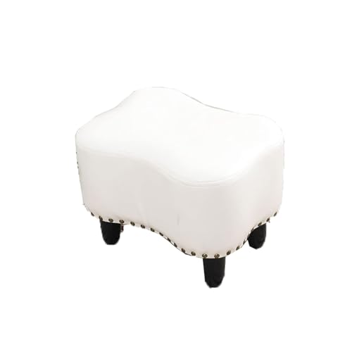 Tragbarer Leder-Fußhocker – Vielseitiger Sofa-Hocker & Fußstütze für Wohnzimmer & Schlafzimmer – Stilvoller Schuhwickelhocker – Kreative Wohnkultur (Weiß) von Generisch