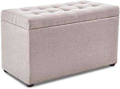 Tragbarer Ottoman Hocker Sitz mit Stauraum Holz Fußstütze Hocker Pouf für den Außen- und Innenbereich im Wohnzimmer oder Schlafzimmer Kleiner Raum Beige Fußhocker von Generisch
