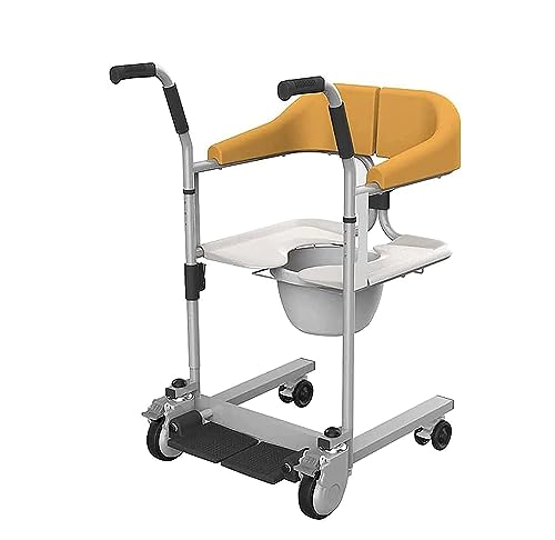 Tragbarer Patienten-Transferstuhl mit 180° geteiltem Sitz, Kissen und Töpfchen – ideal für Altenpflege, Heimgebrauch und Duschhilfe von Generisch