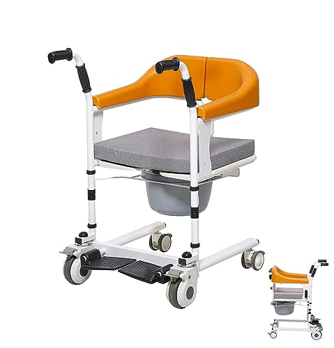 Tragbarer Patienten-Transferstuhl mit 180° geteiltem Sitz, Töpfchen und Kissen, ideal für ältere Menschen, Heimpflege, Nachttisch und Dusche Tragbarer Patienten-Transferstuhl mit 180° geteiltem Sitz, Töpfchen und Kissen, ideal für ältere Menschen, Heimpflege, Nachttisch und Dusche von Generisch