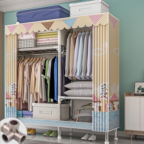 Tragbarer Stoffschrank mit Kleiderstange, platzsparende Aufbewahrungslösung für Schlafzimmer oder Schlafsaal von Generisch