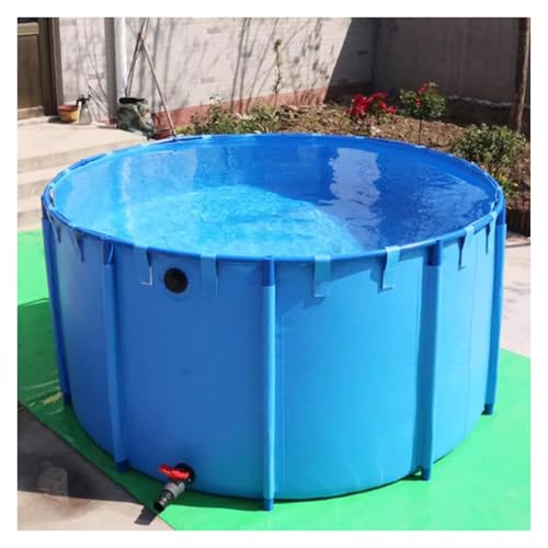 Tragbarer faltbarer PVC-Wassertank, 4 x 1,2 m, blau, rund, für den Außenbereich, Aquatischer Ausstellungspool, oberirdischer Swimmingpool für Garten, Hinterhof und Aquarium von Generisch