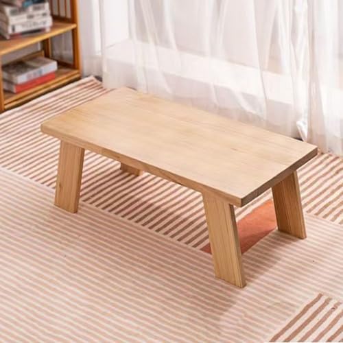 Tragbarer japanischer Bodentisch aus Massivholz, niedriger Tatami- und Tee-Couchtisch mit geräuschlosem Fußpolster für Erkerfenster von Generisch