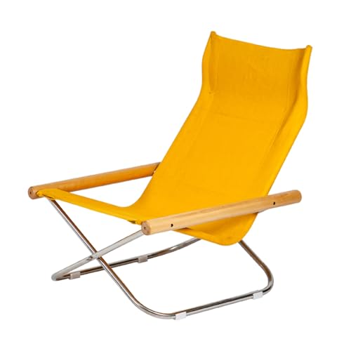 Tragbarer klappbarer Balkonstuhl, Leichter & strapazierfähiger Angelstuhl, pflegeleichter Stoff, ideal für Balkon, Terrasse, Wohnzimmer & Garten - Gelb, mittlere Größe Tragbarer klappbarer Balkonstuhl, Leichter & strapazierfähiger Angelstuhl, pflegeleichter Stoff, ideal für Balkon, Terrasse, Wohnzimmer & Garten - Gelb, mittlere Größe von Generisch