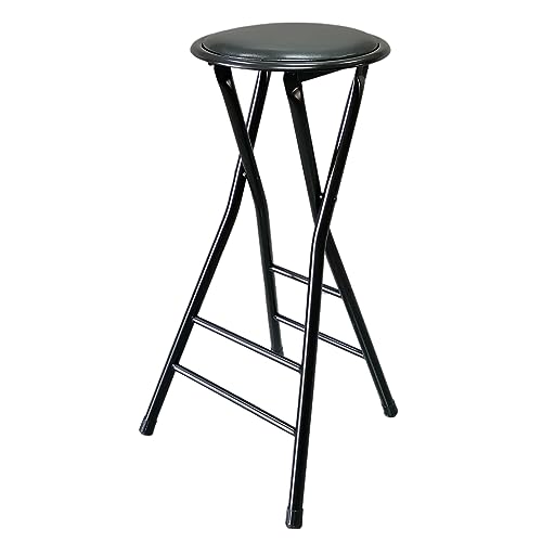 Tragbarer klappbarer Barhocker, leichter Stahlrahmen, keine Rückenlehne, einfacher runder Sitz, ideal für Küche, Büro, Party und Außenbereich von Generisch