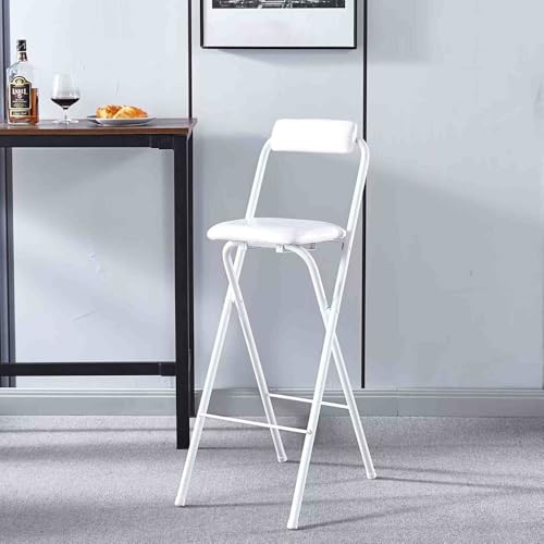 Tragbarer klappbarer Barhocker mit Rückenlehne, bequemer, runder gepolsterter hoher Hocker für Küche und Spielzimmer, 76,2 cm, weißer Klappstuhl, platzsparendes Design Tragbarer klappbarer Barhocker mit Rückenlehne, bequemer, runder gepolsterter hoher Hocker für Küche und Spielzimmer, 76,2 cm, weißer Klappstuhl, platzsparendes Design von Generisch