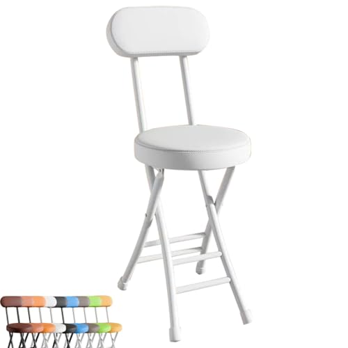 Tragbarer klappbarer Barhocker mit Rückenlehne, gepolstert, hohe Rückenlehne, für Zuhause, Büro, Küche, Camping und Veranstaltungen, leicht und einfach zu verstauen, Braun von Generisch