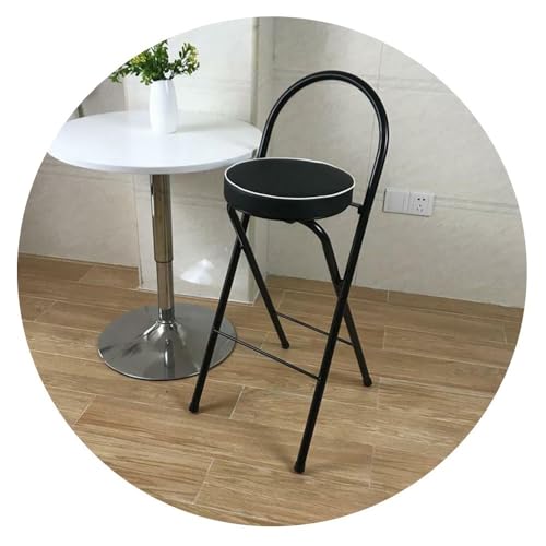 Tragbarer klappbarer Barhocker mit Rückenlehne und Fußstütze, runder gepolsterter Stuhl, verstellbare Höhe 60–75 cm, kompaktes und leichtes Design, ideal für Zuhause und draußen (Schwarz, 70 cm) Tragbarer klappbarer Barhocker mit Rückenlehne und Fußstütze, runder gepolsterter Stuhl, verstellbare Höhe 60–75 cm, kompaktes und leichtes Design, ideal für Zuhause und draußen (Schwarz, 70 cm) von Generisch