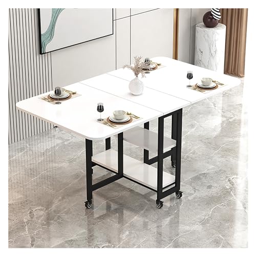 Tragbarer klappbarer Esstisch auf Rädern, kompakter Konsolentisch für 2–6 Personen, ideal für kleine Räume, mit 2 Ablagen, perfekt für Küche und Esszimmer Tragbarer klappbarer Esstisch auf Rädern, kompakter Konsolentisch für 2–6 Personen, ideal für kleine Räume, mit 2 Ablagen, perfekt für Küche und Esszimmer von Generisch