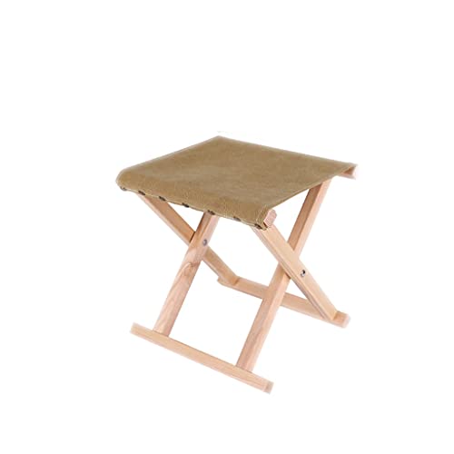 Tragbarer klappbarer Holz-Angelhocker mit Leinen-Lichtstuhl für den Außen- und Innenbereich, Khaki-Farbe von Generisch