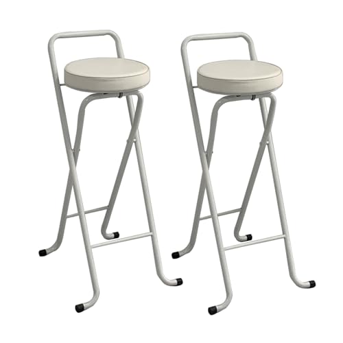 Tragbarer runder Barhocker mit Rückenlehne und Fußstütze, gepolsterter Klapphocker für Erwachsene, Hochstuhl für Küche, Insel, Outdoor, Café, 2er-Set (Farbe: A) von Generisch