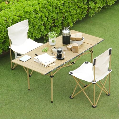 Tragbares Campingstuhl-Set mit rollbarem Hocker und Seitentasche für Outdoor-Grillen, Wandern, Angeln, Gartenpartys, Innenbereich, leicht und langlebig von Generisch