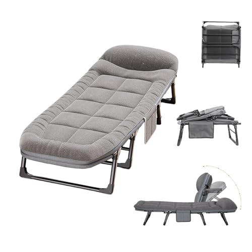 Tragbares Klappbett mit Matratze - Robustes Metallgestell für Camping, Büro, Outdoor, Dicker Cordstoff, platzsparendes Design Tragbares Klappbett mit Matratze - Robustes Metallgestell für Camping, Büro, Outdoor, Dicker Cordstoff, platzsparendes Design von Generisch