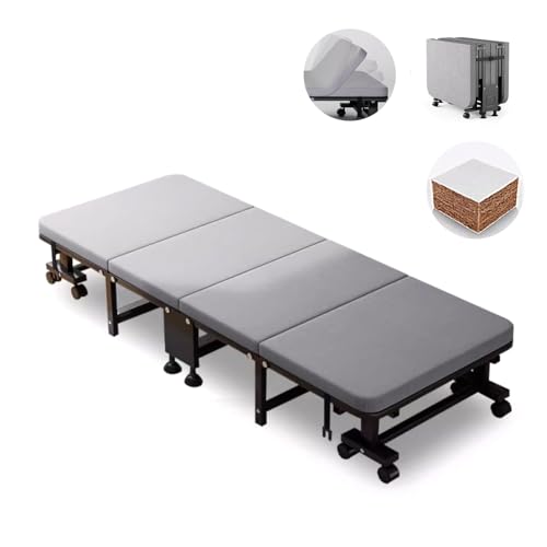 Tragbares Klappbett mit Matratze für Erwachsene, 360° Rollen & verstellbare Rückenlehne, unterstützt bis zu 280 kg, ideal für Gäste & kleine Räume Tragbares Klappbett mit Matratze für Erwachsene, 360° Rollen & verstellbare Rückenlehne, unterstützt bis zu 280 kg, ideal für Gäste & kleine Räume von Generisch