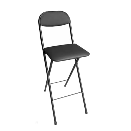 Tragbares Klappstuhl-Set – 2 Stück gepolsterter Hocker für Bar, Büro oder Gitarre – kompakter Hochstuhl – Schwarz – 70 cm Höhe Tragbares Klappstuhl-Set – 2 Stück gepolsterter Hocker für Bar, Büro oder Gitarre – kompakter Hochstuhl – Schwarz – 70 cm Höhe von Generisch