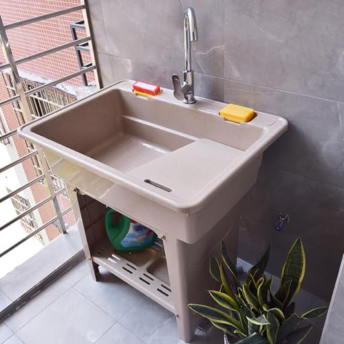Tragbares Waschbecken mit Wasserhahn, freistehend, robuste Handwaschstation und Wäschewanne, ideal für Outdoor, Garage, Wohnmobil und gewerbliche Nutzung Tragbares Waschbecken mit Wasserhahn, freistehend, robuste Handwaschstation und Wäschewanne, ideal für Outdoor, Garage, Wohnmobil und gewerbliche Nutzung von Generisch
